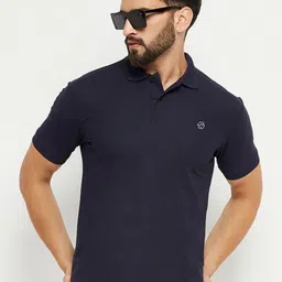 RENUOVO Men Solid Polo Collar Cotton Slim Fit T-shirt-image-8
