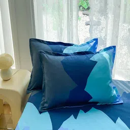 JC HOME Blue & White Printed 140 TC Double Queen Bedsheet Set - 1.50 m x 2.00 m image 3