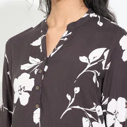 RANGMANCH BY PANTALOONS Floral Printed Thread Work Mandarin Collar A-Line Kurta image 5