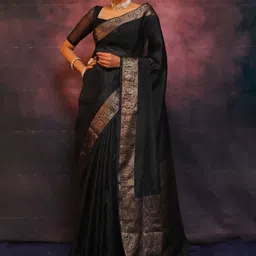 YAMUNE Woven Design Zari Art Silk Banarasi Saree-picture-32