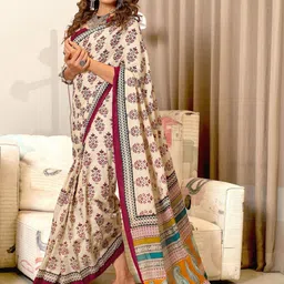 KALINI Floral Designer Block Print Saree image 5