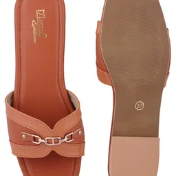 D LORZERI Women Textured Open Toe Flats with Buckles image 2