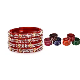 SOMIL Set of 28 Red Glass Bangle-image-37