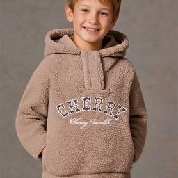 Cherry Crumble Kids Typography Embroidered Hooded Sweatshirt-picture-0