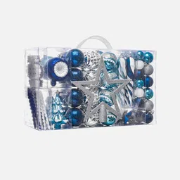 Little Surprise Box LLP Silver & Blue Set Of 100 Christmas Tree Hanging Decorations-picture-47