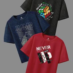 CODEZ Boys Self Design Short Sleeves Regular Fit T-shirt-picture-40