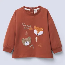 Ed-a-Mamma Infant Boy Animal Self Design Round Neck Cotton Applique Regular Fit T-shirt-image-44