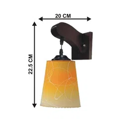 1ST TIME Yellow & Orange Printed Wood Frustum Shaped Wall Lamp image 4