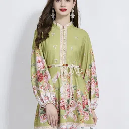 JC Collection Floral Print Puff Sleeve Fit & Flare Dress-picture-4