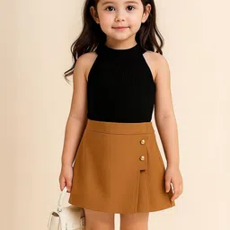 Riyanshi Girls Halter Neck Sleeveless Top With Skirt-image-3