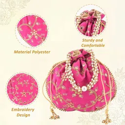 Kuber Industries 4 Pcs Polyester Potli Bags for Women Embroidered Potli Clutch image 2