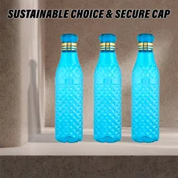 Aura Blue & Green 9 Pieces Textured Water Bottles-1 L Each image 5