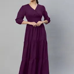 Femvy Tiered V-Neck Fit & Flare Maxi Dress-picture-18