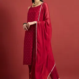 all about you Women Regular Kurta with Trousers & With Dupatta image 4
