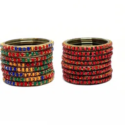 LLL FASHION Set Of 2 Multi Glass Artificial Stones & Beads Bangle-picture-29