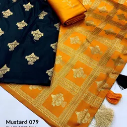 VASTRAHUT Ethnic Motifs Woven Design Zari Jacquard Silk Banarasi Saree with Blouse Piece image 2