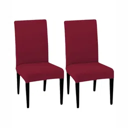Lazi Set Of 2 Maroon Stretchable Dining Chair Covers image 1