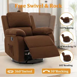 FRIENDS LIFE Brown 1 Seater Manual 360 Swivel Recliner image 2