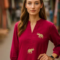 JANOI Women Ethnic Motifs Embroidered Regular Thread Work Kurta with Trousers image 4