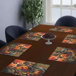 LooMantha 6-Pcs Brown & Green Printed Table Placemats image 1