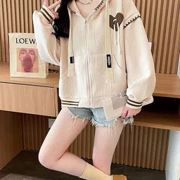 StyleCast x Revolte Women Long Sleeves Self Design Hooded Open Front Jacket image 2