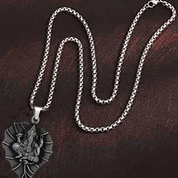 THE MEN GIFT Temple Lord Ganesha Leaf Shaped Pendant With Chain image 2