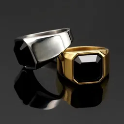 yunay Piyush Enterprises Stylish Gold, Silver&Titanium Plated Rings Alloy Onyx Gold, Sterling Silver Plated Ring Set-picture-13