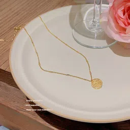 MYKI Gold-Plated Circular Pendant With Chain-picture-21