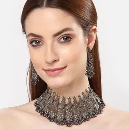 PUJVI Beaded Oxidised Jewellery Set-picture-14