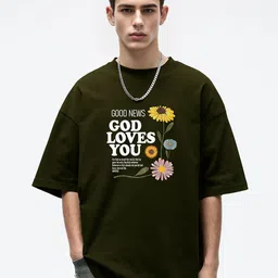 THE BEETEL HOUSE Typography Printed Drop-Shoulder Sleeves Oversized Cotton T-shirt-image-7