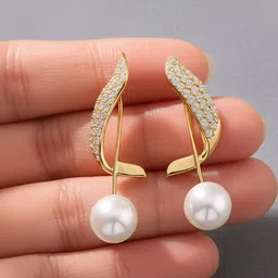 Vembley Gold-Plated Cubic Zirconia Alloy Drop Earrings image 2