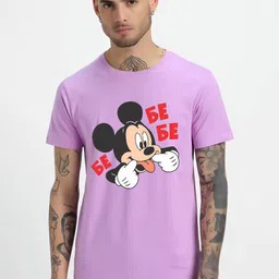 HESHA Men Mickey Mouse Typography Printed Round Neck Cotton T-shirt-picture-25
