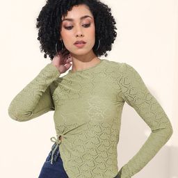 Freehand by The Indian Garage Co Women Self Design Waist Tie-Ups Top-picture-46