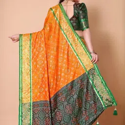 jayant creation Yellow Silk Blend Patola Sarees image 2