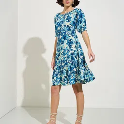 Honey by Pantaloons Floral Print Puff Sleeve Fit & Flare Dress image 2