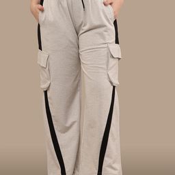 CLOTHINK INDIA Women Relaxed Straight Leg Side Stripe Cargos Trousers-picture-41