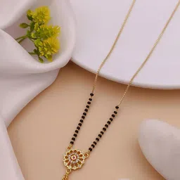 TKRB SALES Gold-Plated American Diamond Studded & Beaded Mangalsutra-picture-30