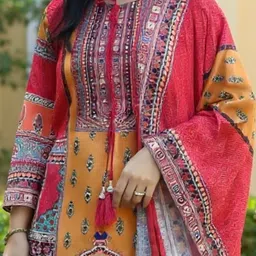 Indo Era Women Ethnic Motifs Printed Kurta with Trousers & Dupatta image 2