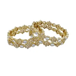 T4 JEWELS Gold Designer Metal Kundan Bangles image 2
