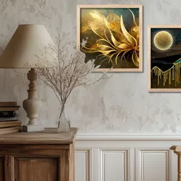 Kotart Gold-Toned & Black 2 Pieces Abstract Wooden Wall Arts image 4