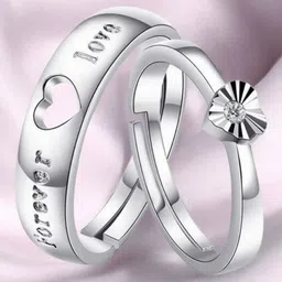 Nilu's Collection Set Of 2 92.5 Sterling Silver-Plated CZ-Studded Adjustable Finger Rings-picture-37