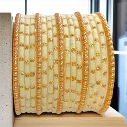 Adiba Fashion Factory Set Of 34 Gold Glass Artificial Stones Bangles image 2