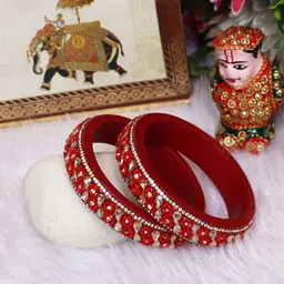 TAJ BRIDAL STORE Set Of 2 Kundan Studded Bangles-picture-28