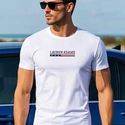 LAUREN ADAMS Brand Logo Printed Pure Cotton T-Shirt-image-29