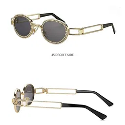 Arzonai Unisex Round Sunglasses MA-892-S1-GOLD-BLACK image 2