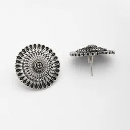 Anouk German Silver Plated Traditional Oxidised Circular Studs image 3