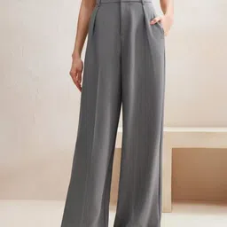 FNOCKS Women Relaxed Straight Fit Pleated Trousers-picture-14