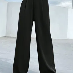 Chemistry Women Relaxed Straight Leg Straight Fit High-Rise Pleated Trousers-image-88