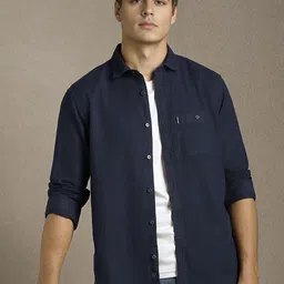 Louis Philippe Jeans Men Solid Spread Collar Pure Cotton Casual Shirt-image-96