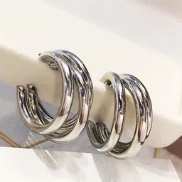 Estailo fashion Silver-Plated Circular Shaped Hoop Earrings-picture-19